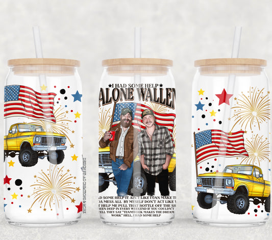 Malone Wallen I had some help UV DTF 16oz Cup Wrap