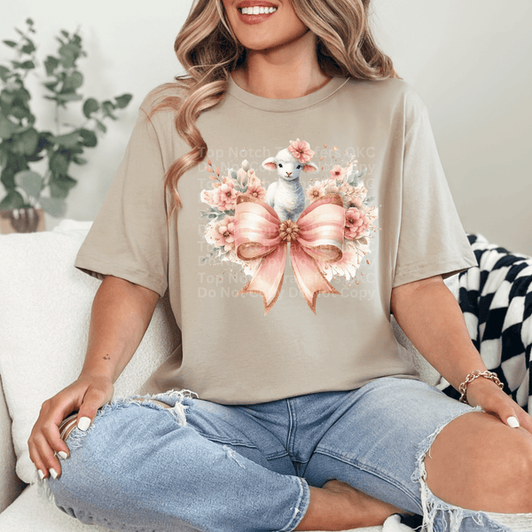 Lamb Floral Bow DTF Transfer