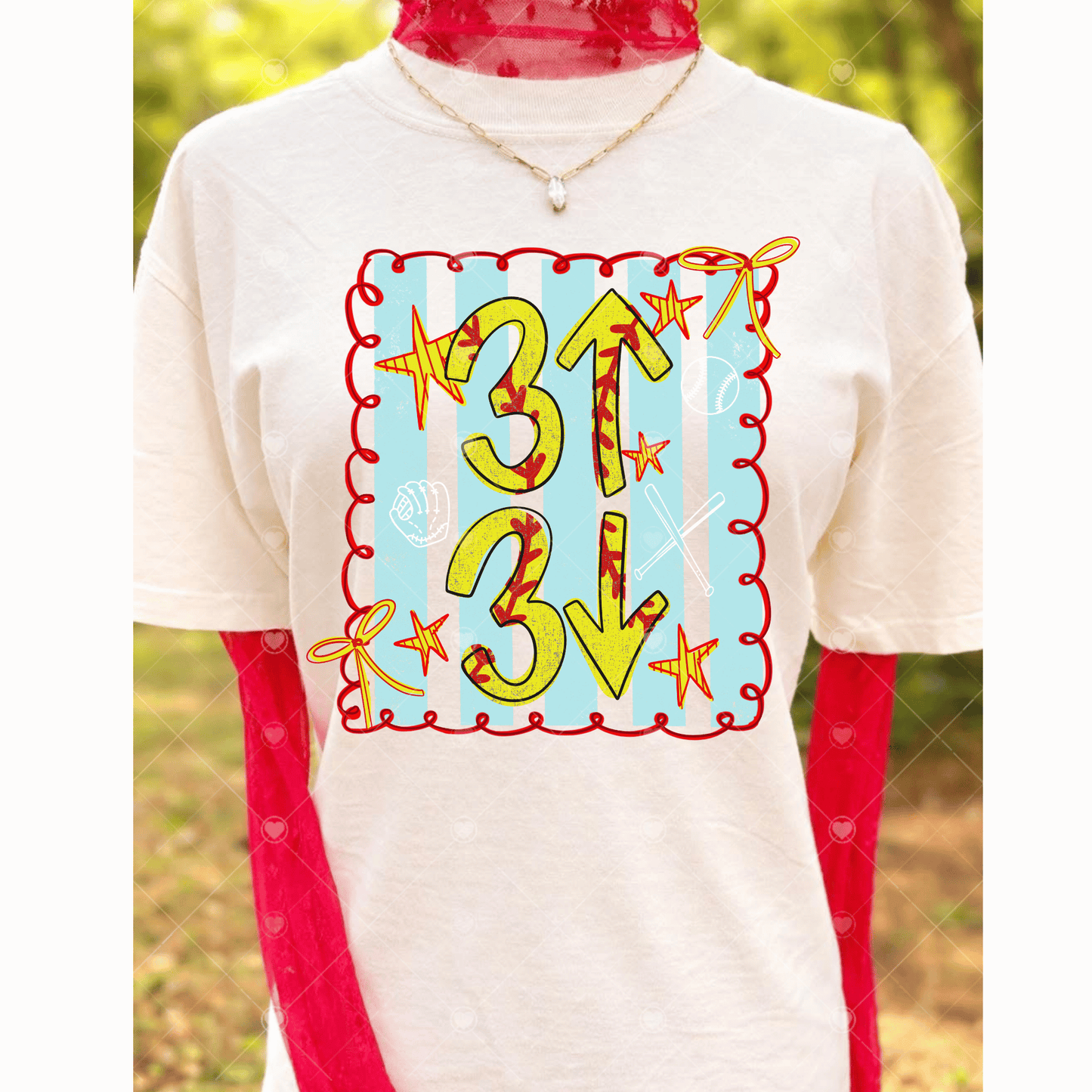 3 Up 3 Down Softball Stripes DTF Transfer