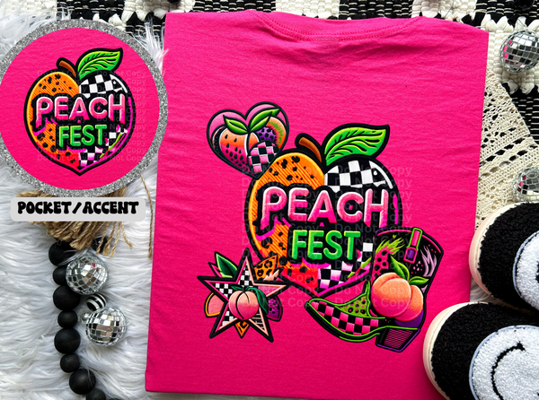 Peach Fest Faux Patch DTF Transfer