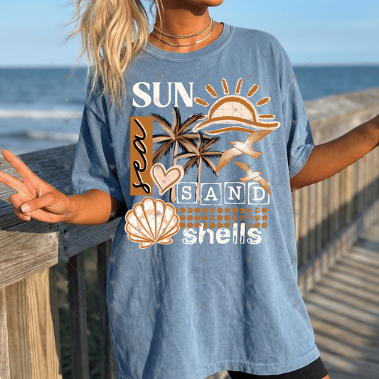 Sun Sand Sea Shells DTF Transfer