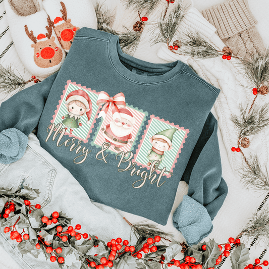 Santa Stamps w/ Bow DTF Transfer