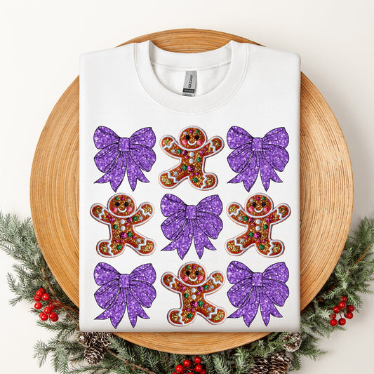 Gingerbread & Purple Bow Coquette DTF Transfer