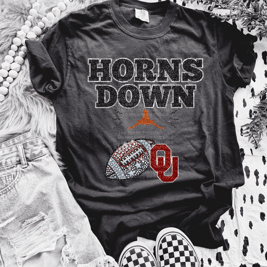 Horns down glitter/bling DTF Transfer