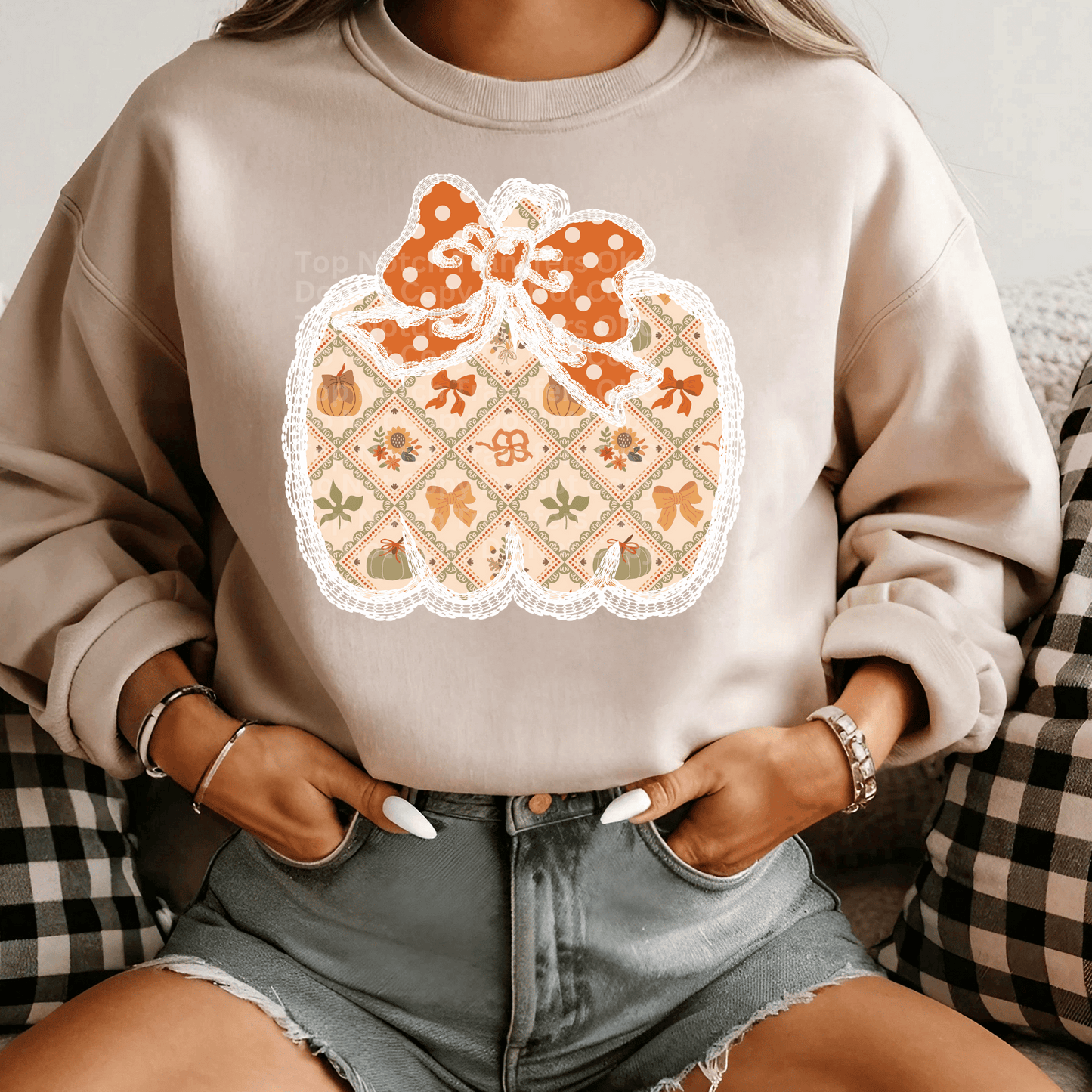 RTS Lace Outlined Pumpkin Adult DTF Transfer