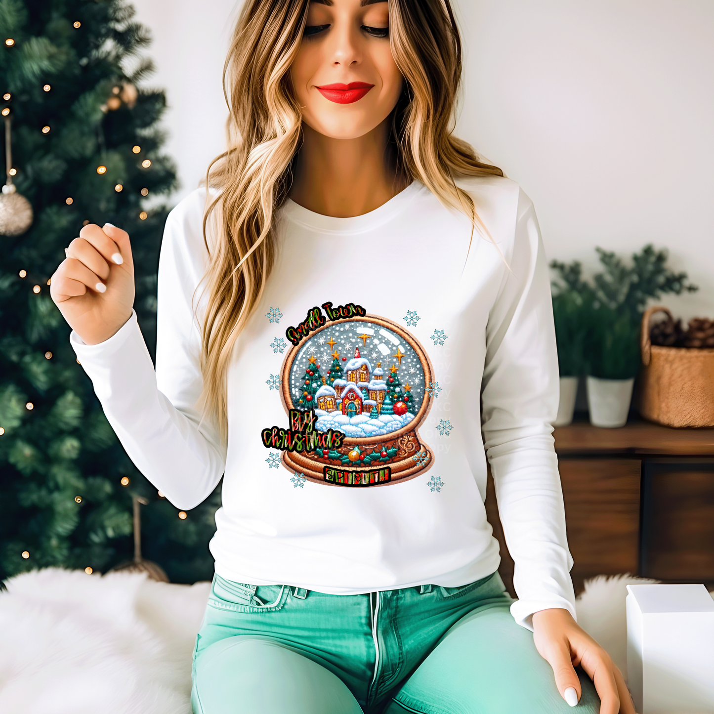 Small Town Big Christmas Spirit Snow globe DTF Transfer