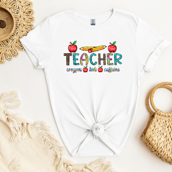 Teacher - Crayons, Kids & Caffeine DTF Transfer