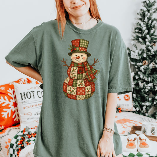RTS Patchwork Snowman ADULT DTF Transfer