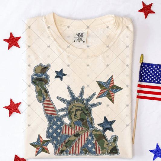Camo & Denim Statue of Liberty DTF Transfers