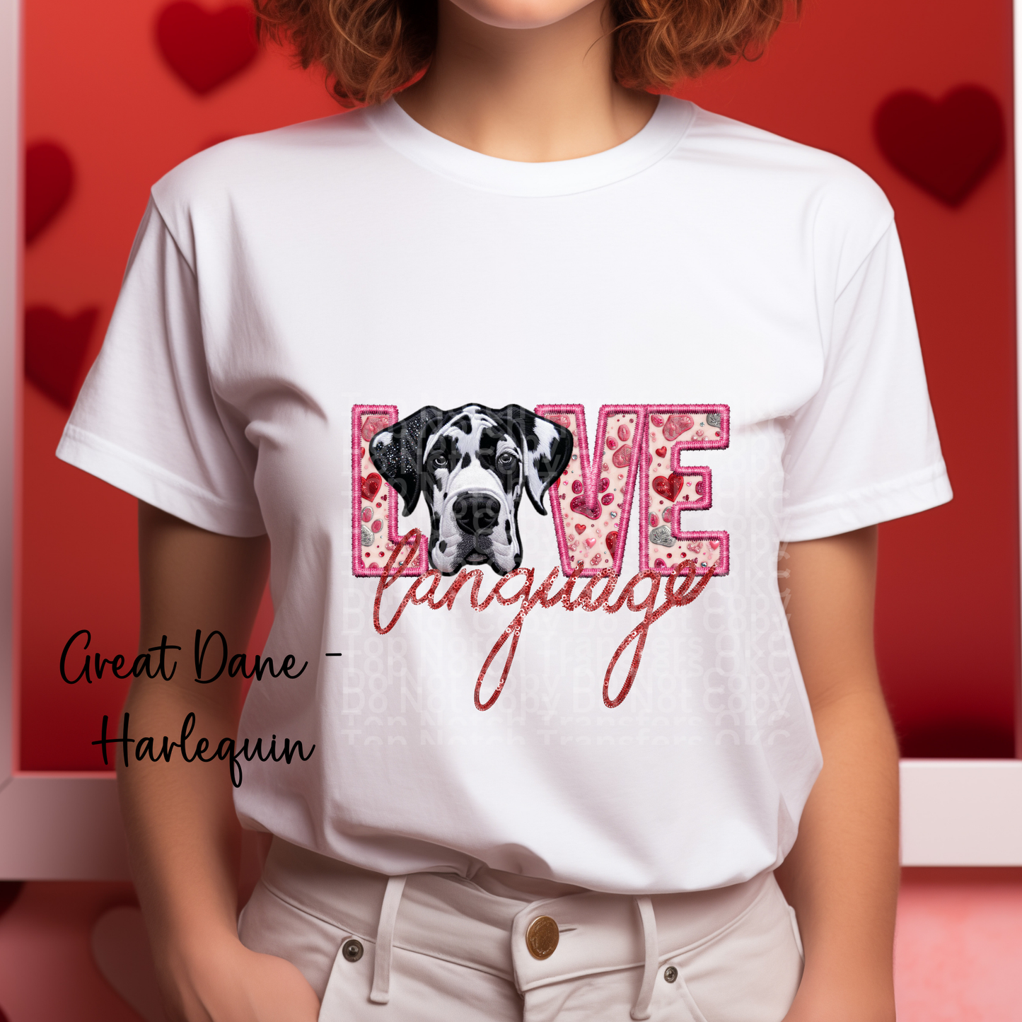Love Language - Great Dane Harlequin DTF Transfer