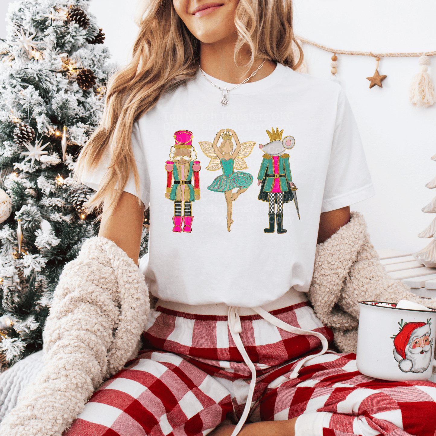 Nutcracker with White Hair, Ballerina & Mouse (Light) DTF Transfer