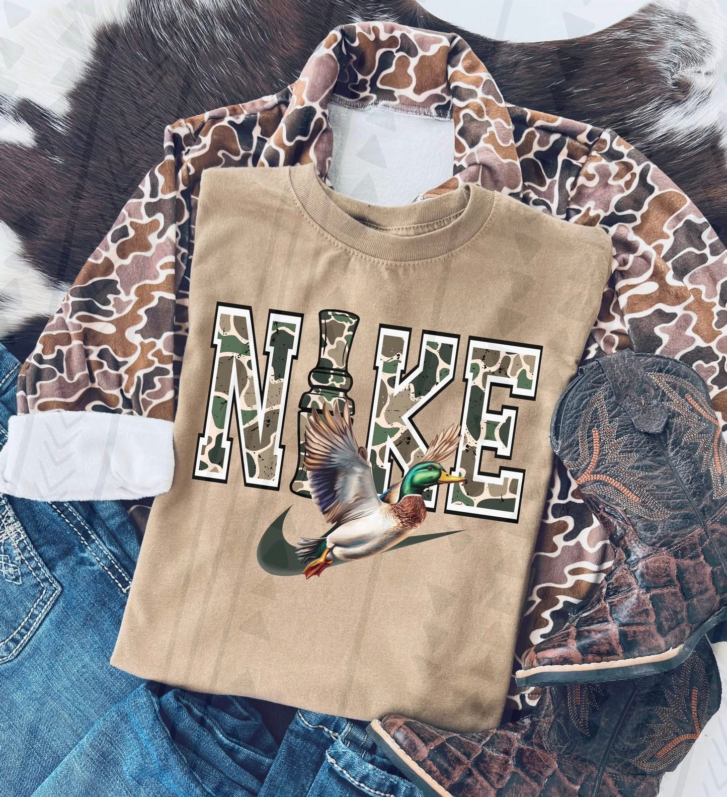 Camo Duck Swoosh DTF Transfer
