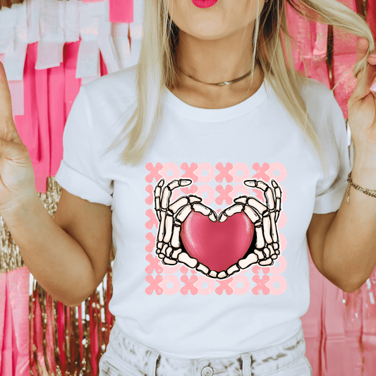 XOs Skeleton Heart Hands DTF Transfer