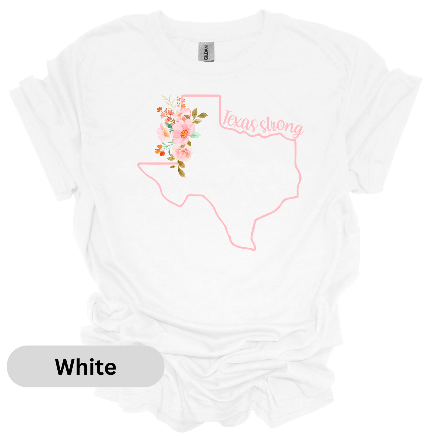 Pray for Texas Pink Outline Floral T-Shirt