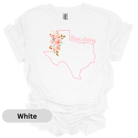 Pray for Texas Pink Outline Floral T-Shirt
