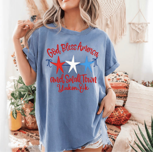 Custom God Bless America and Small Town V2 DTF Transfer *Leave your Town & State in checkout notes*