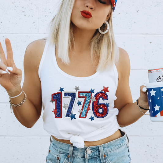 1776 with Stars Faux Sequins DTF Transfer