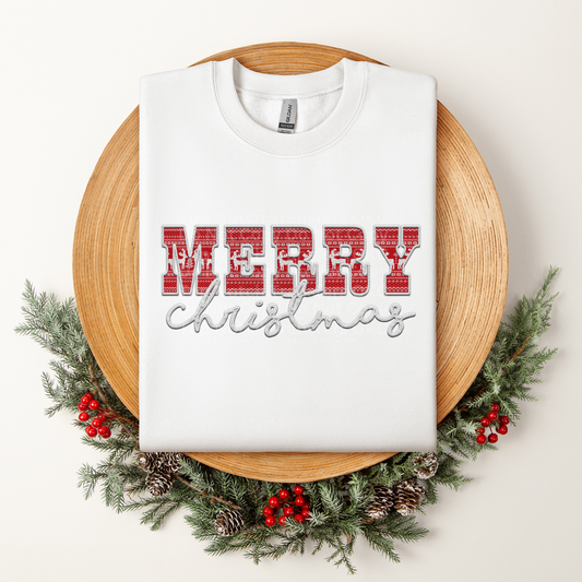 Merry Christmas Sweater Style White DTF Transfer