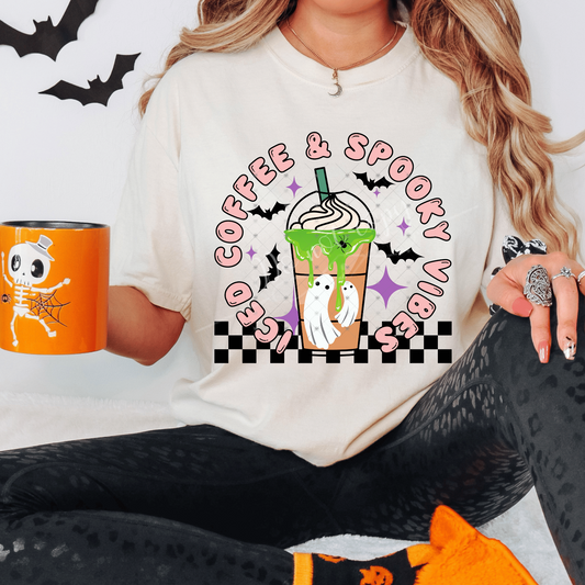 Iced Coffee & Spooky Vibes DTF Transfer
