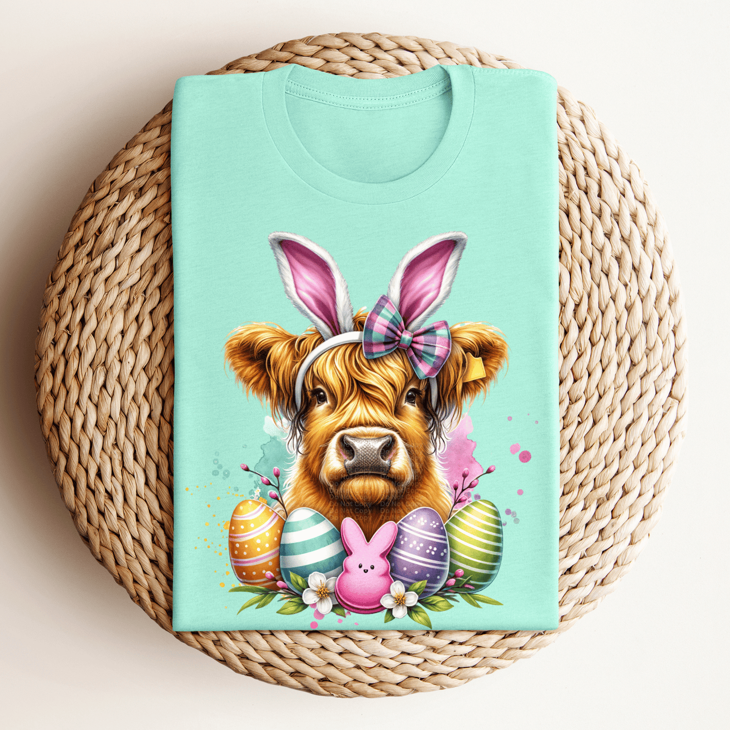 Easter Highland Cow DTF Transfer