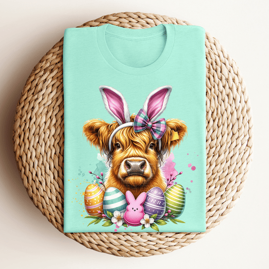 Easter Highland Cow DTF Transfer
