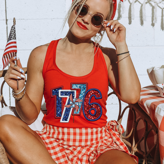 1776 with Wind Spinner Faux Sequins DTF Transfer