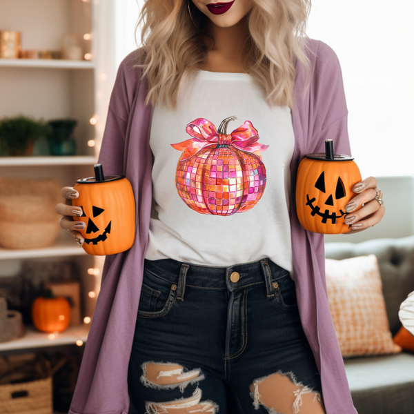 Pink Disco Pumpkin DTF Transfer