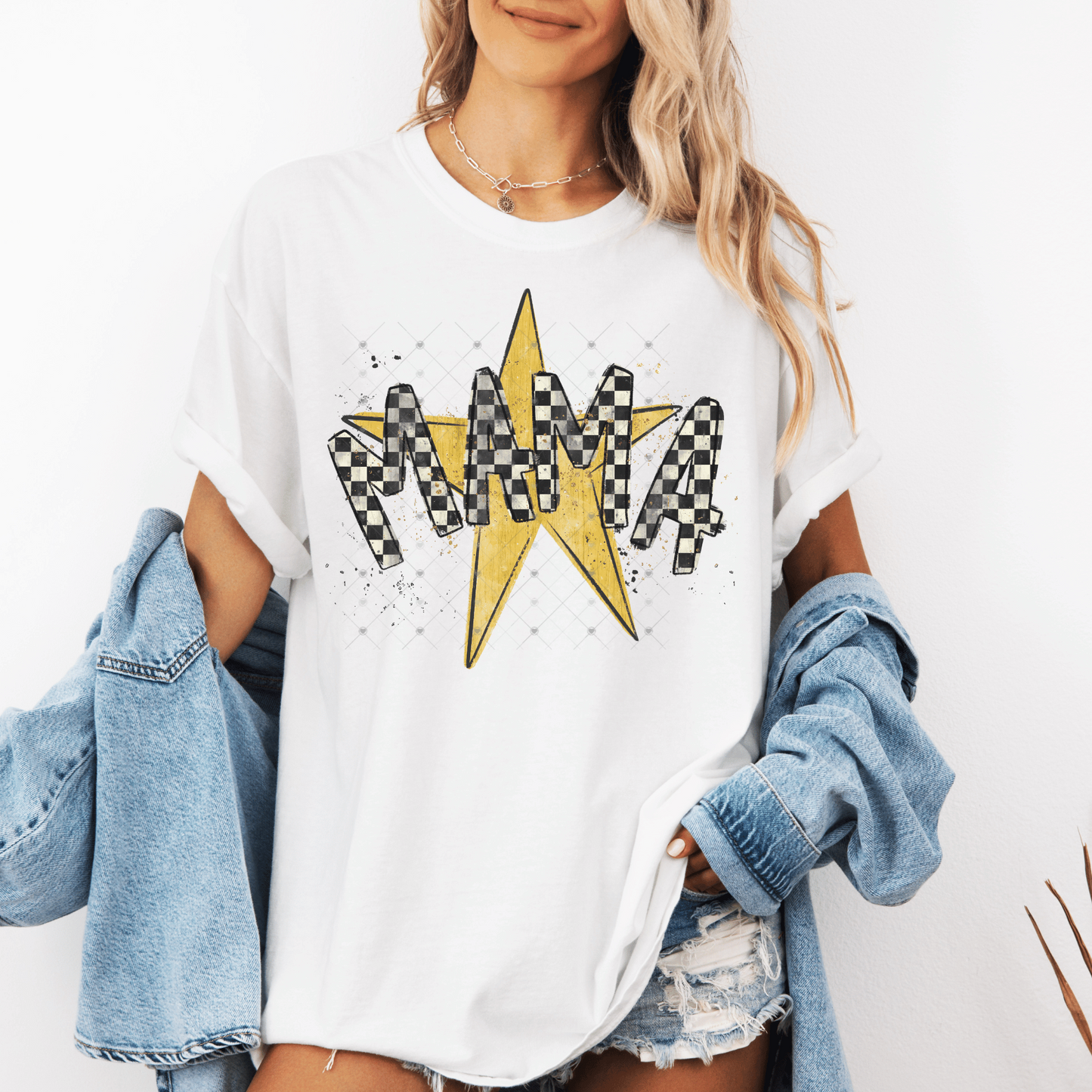 Mama Checkered Star DTF Transfer