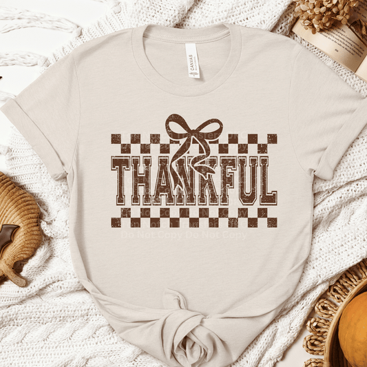 Thankful Brown Checkers DTF Transfer