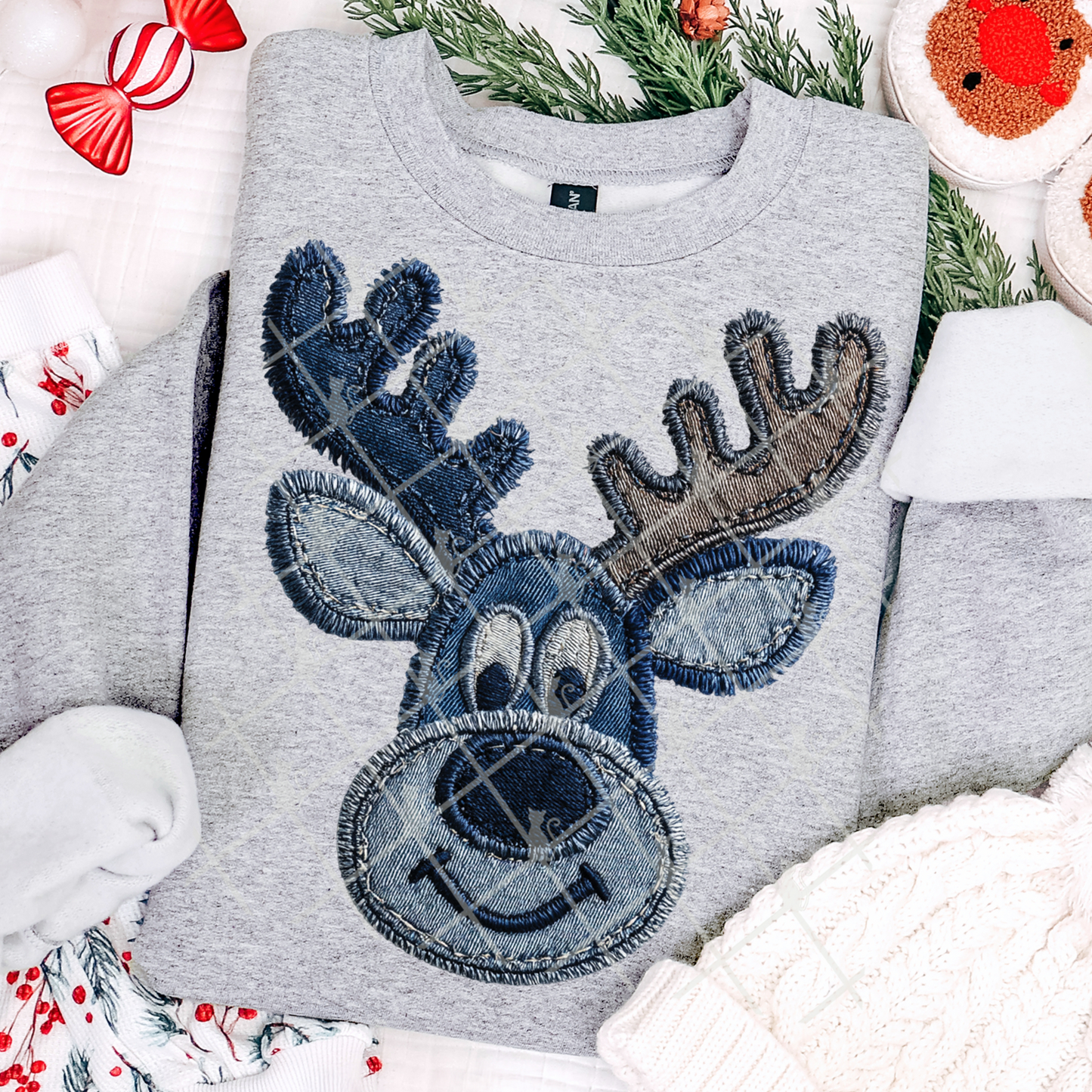 Faux Denim Reindeer DTF Transfer