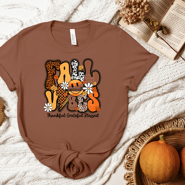 Thankful Grateful Blessed Fall Vibes DTF Transfer