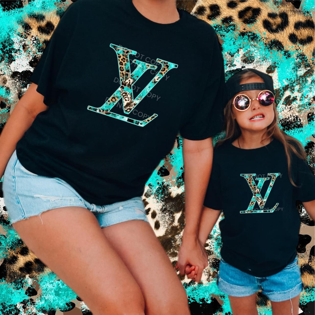 LV Turquoise and Leopard DTF Transfer
