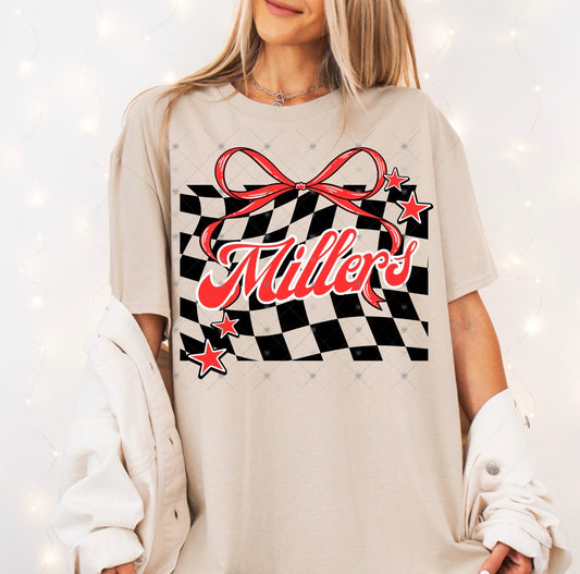 Millers Checkered Bow DTF Transfer