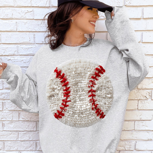 Baseball Faux Yarn & Sequins DTF Transfer