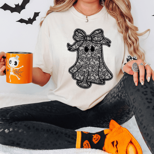 Black Lace Ghost DTF Transfer