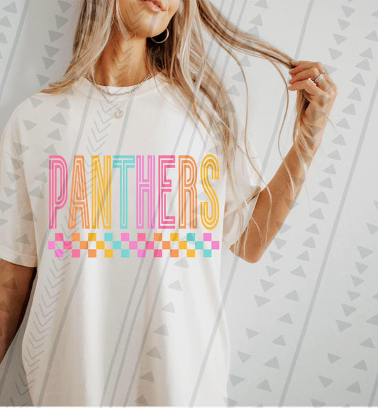 Panthers Checkered DTF Transfer