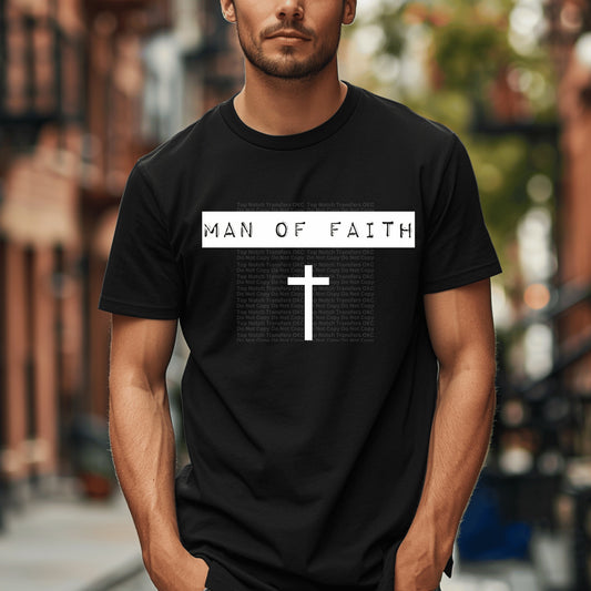 Man Of Faith White DTF Transfer