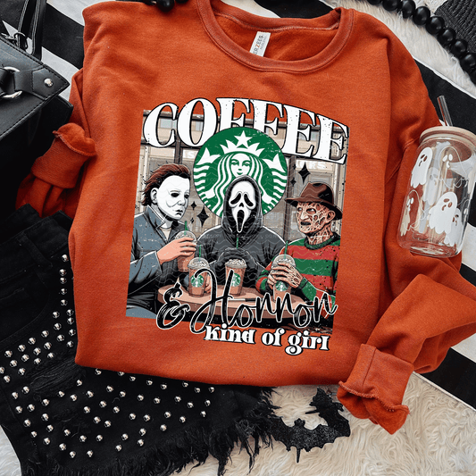 Coffee & Horror Kind of Girl (Distressed) DTF Transfer
