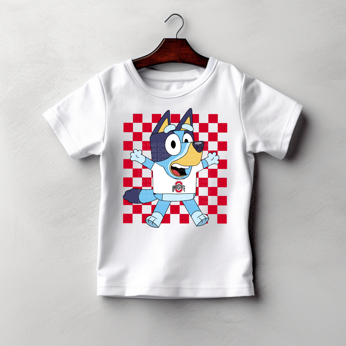 Blue Dog O State Checkered DTF Transfer
