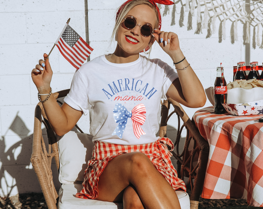 American Mama Watercolor Bow DTF Transfer