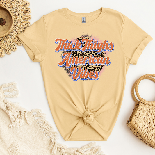 Thick Thighs American Vibes Cheetah Print DTF Transfer
