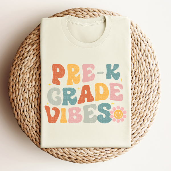 Pre-K Grade Vibes Colorful Retro Font DTF Transfer