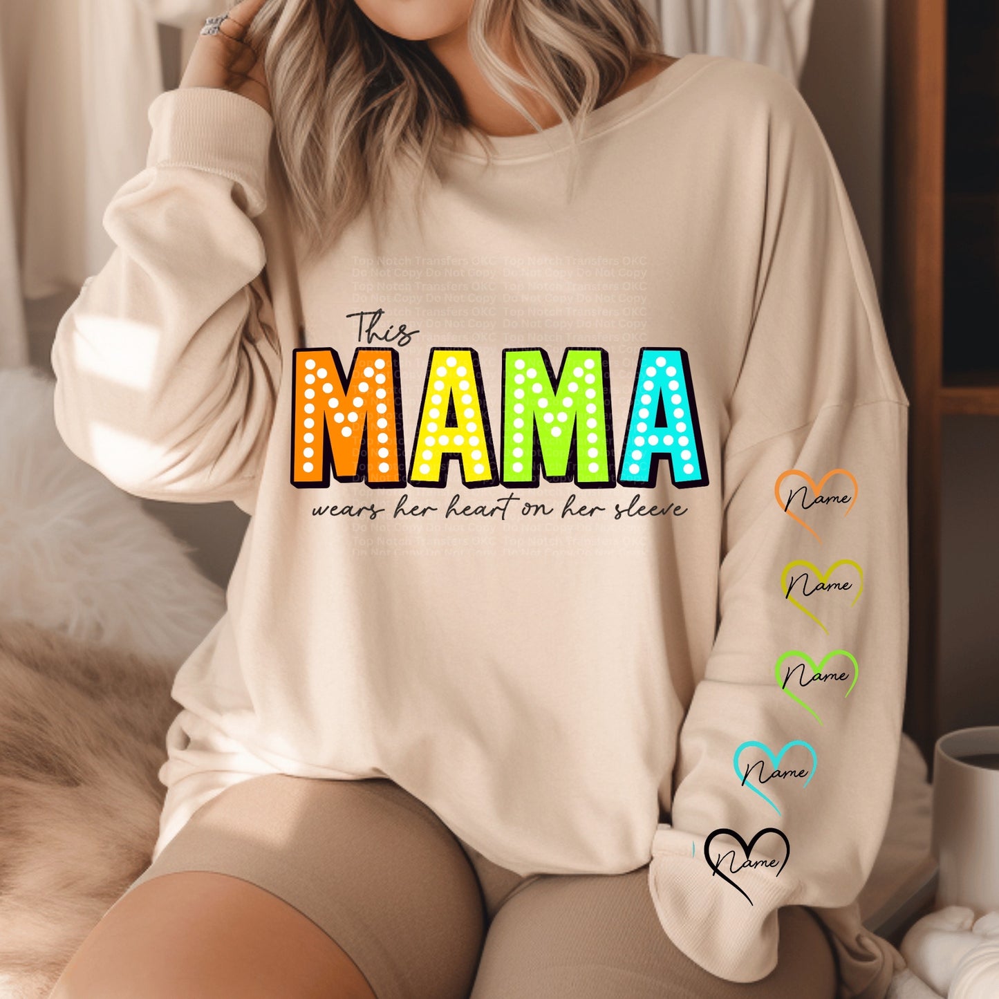 This Mama wears her heart on her sleeve *Custom- leave names & sleeve heart names/colors in checkout notes*