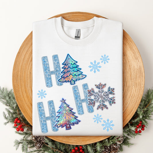 Ho Ho Ho Trees & Snowflakes DTF Transfer