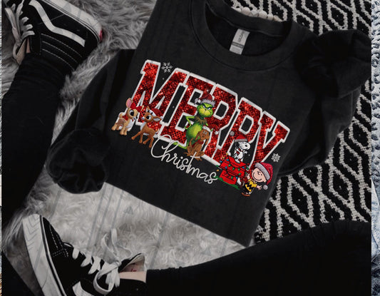 Merry Christmas Characters DTF Transfer