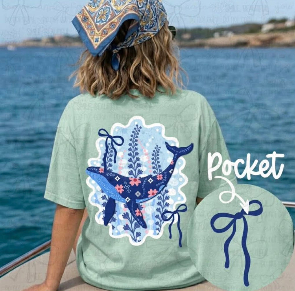 Whale Back Design w/ Bow Pocket DTF Transfer