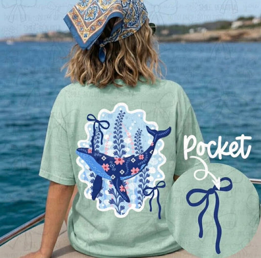 Whale Back Design w/ Bow Pocket DTF Transfer