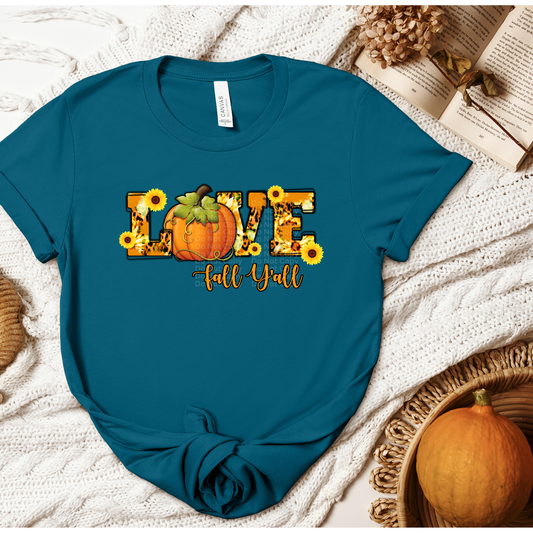 Love Fall Ya'll Pumpkin & Sunflowers DTF Transfer
