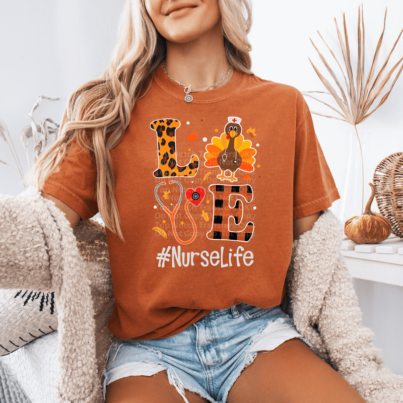 LOVE Turkey #Nurselife Leopard & Orange Plaid DTF Transfer