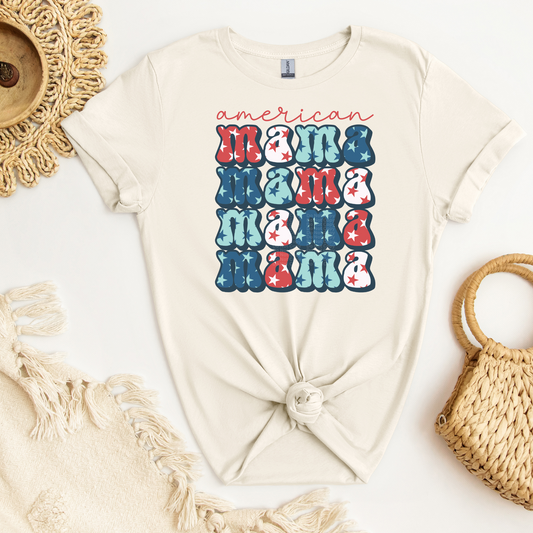 American Stacked Mama Red, White & Blue w/stars DTF Transfer